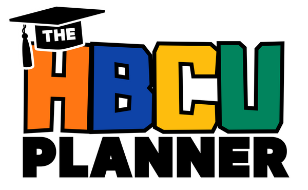 A colorful graphic reading 'THE HBCU PLANNER' on a white background. The letters H, B, C, and U are filled with orange, blue, yellow, and green, and a black graduation cap sits on the letter H.